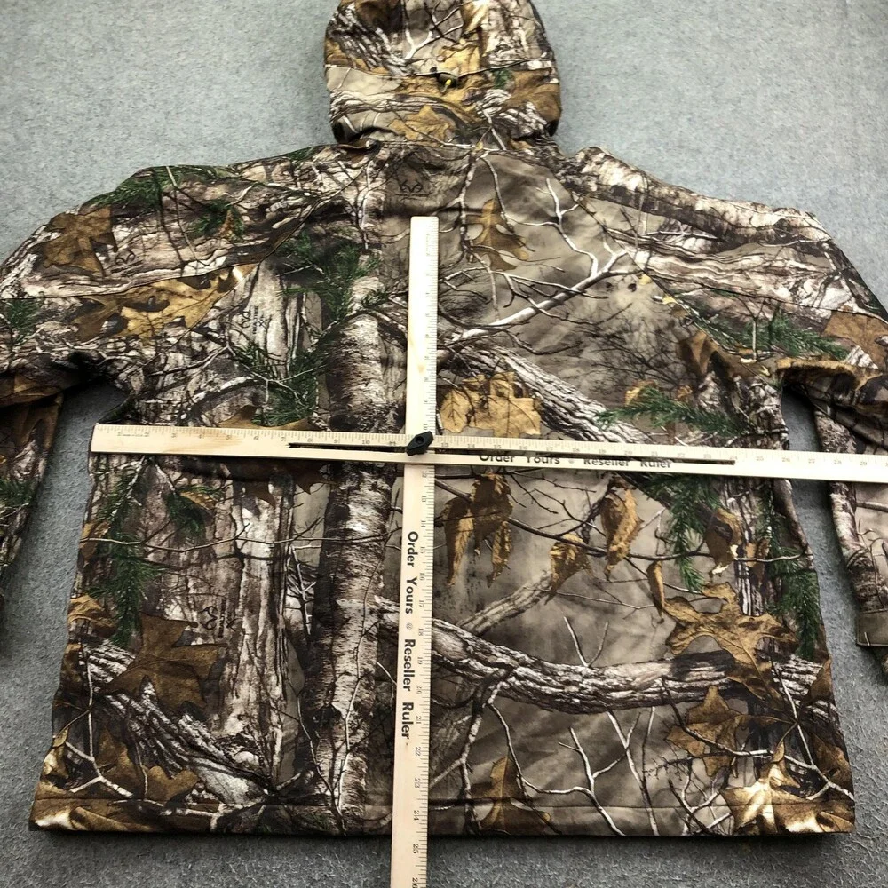 Realtree Jacket Mens XL Brown Camo Hooded Full Zip Fleece Lined Hunting Outdoor